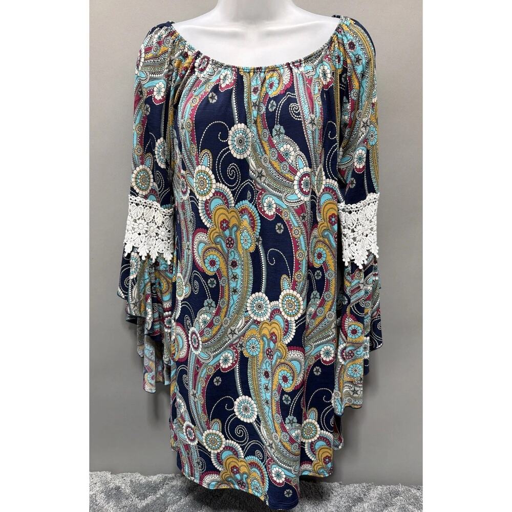 Pink Coconut Boutique Dress Women M Swing Floral Paisley Boho Cottage Core